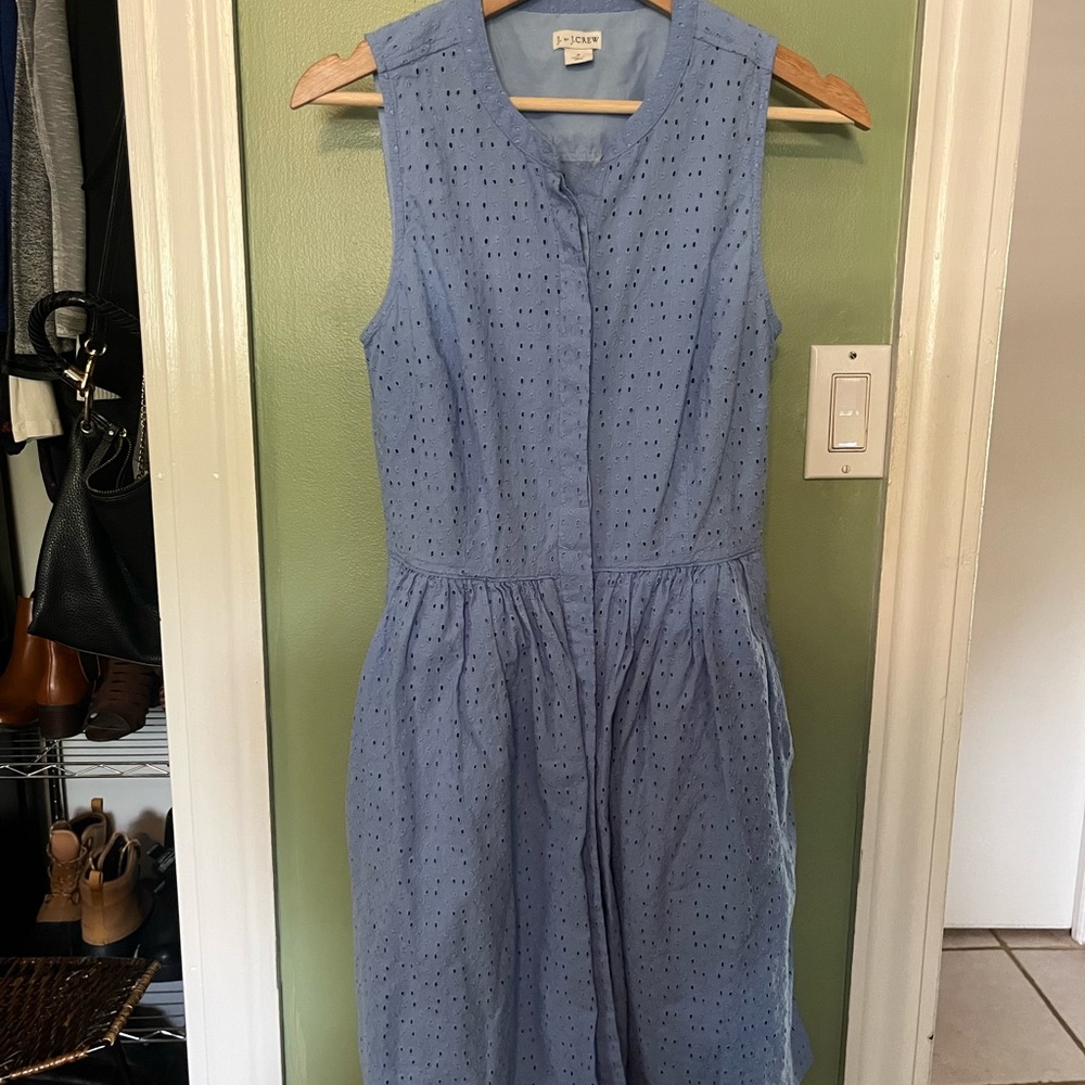 J. Crew Blue Eyelet Midi Dress